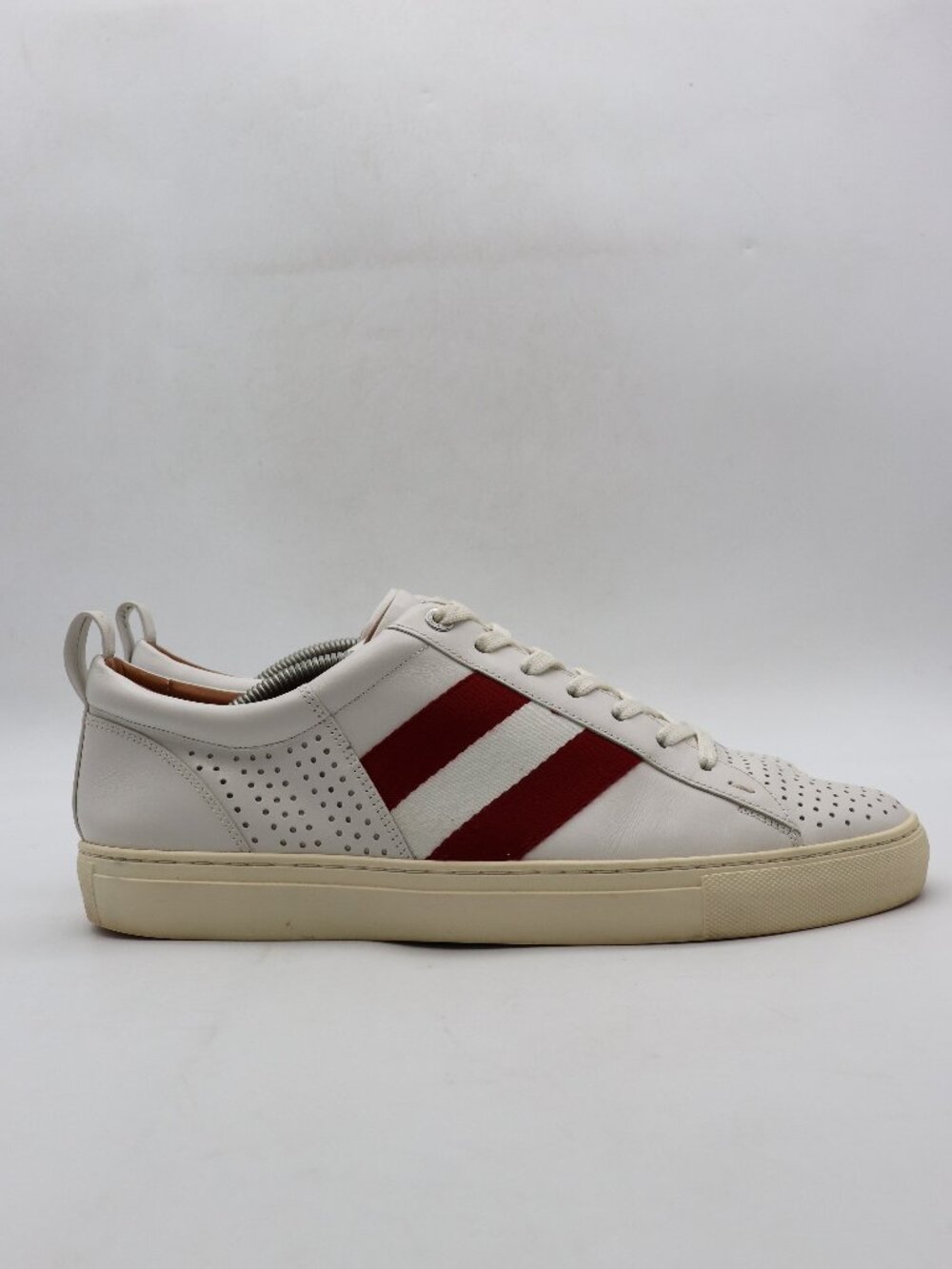 Bally Henton White Red Leather Sneakers Men's Size 11 D Lace Up Shoes Casual